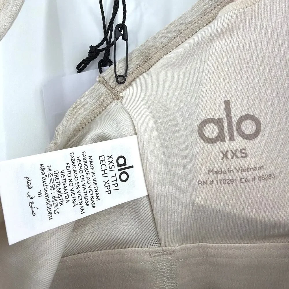Alo Yoga Oatmeal Heather Alosoft Center Stage Bra Size XXS